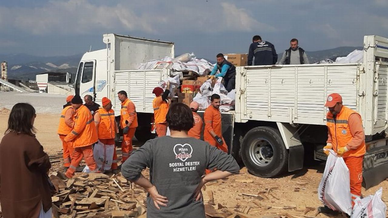 Milas'tan 13. yardım aracı afet bölgesine sevk edildi