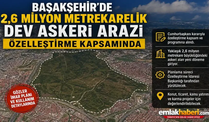 Başakşehir’de 2,6 Milyon Metrekarelik Dev Askeri Arazi Özelleştirme Kapsamında