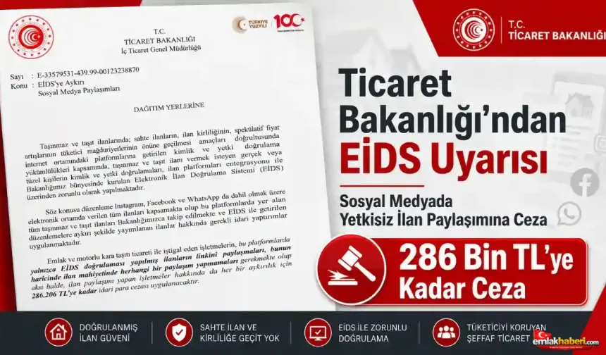Sosyal Medyada Emlak ve Araç İlanı Paylaşanlara EİDS Uyarısı