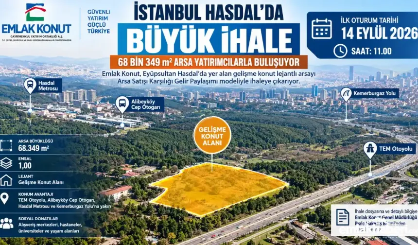 Emlak Konut’tan İstanbul Hasdal’da 68 Bin Metrekarelik Arsa İçin İhale