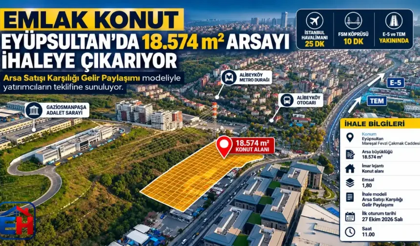 Emlak Konut, Eyüpsultan’da 18.574 m² Arsayı İhaleye Çıkarıyor