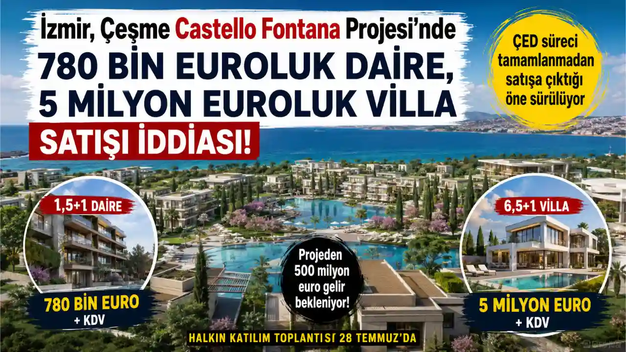 İzmir, Çeşme Castello Fontana Projesinde 780 Bin Euroluk Daire, 5 Milyon Euroluk Villa Satışı İddiası.